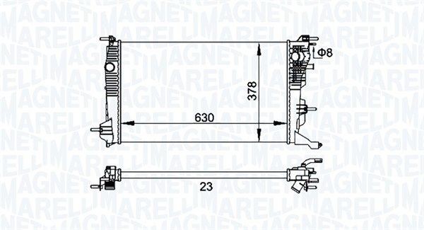MAGNETI MARELLI 350213158300 Engine radiator 630 x 378 x 23 mm, Mechanically jointed cooling fins