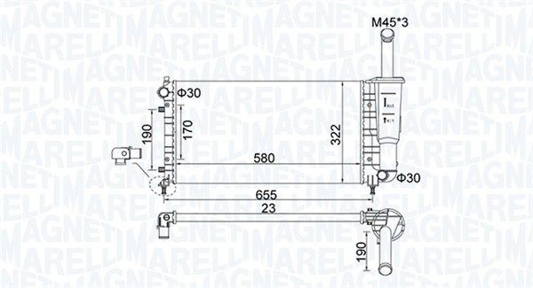 BM1836 MAGNETI MARELLI 350213183600 Engine radiator 46834062