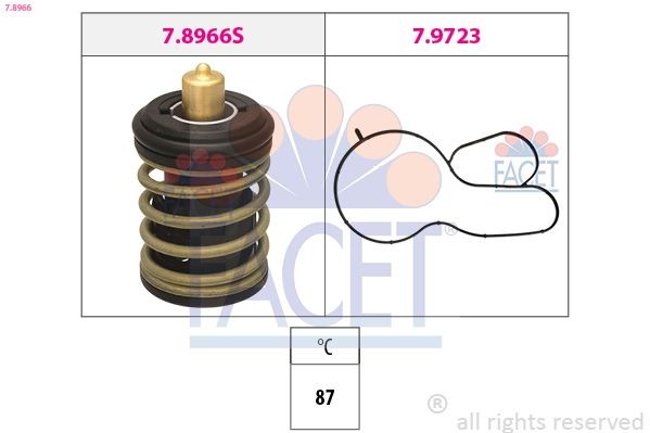 EPS 1.880.966 FACET Opening Temperature: 87°C, with seal Thermostat, coolant 7.8966 buy