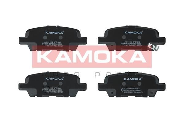 KAMOKA Rear Axle, with acoustic wear warning Height: 39mm, Width: 105mm, Thickness: 14mm Brake pads JQ101332 buy