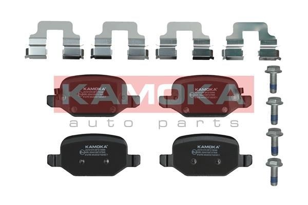 KAMOKA JQ101374 Brake pad set Rear Axle, with acoustic wear warning, with accessories