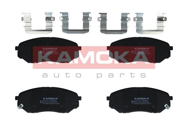 KAMOKA Front Axle, with acoustic wear warning, with accessories Height: 60mm, Width: 152mm, Thickness: 17mm Brake pads JQ101471 buy
