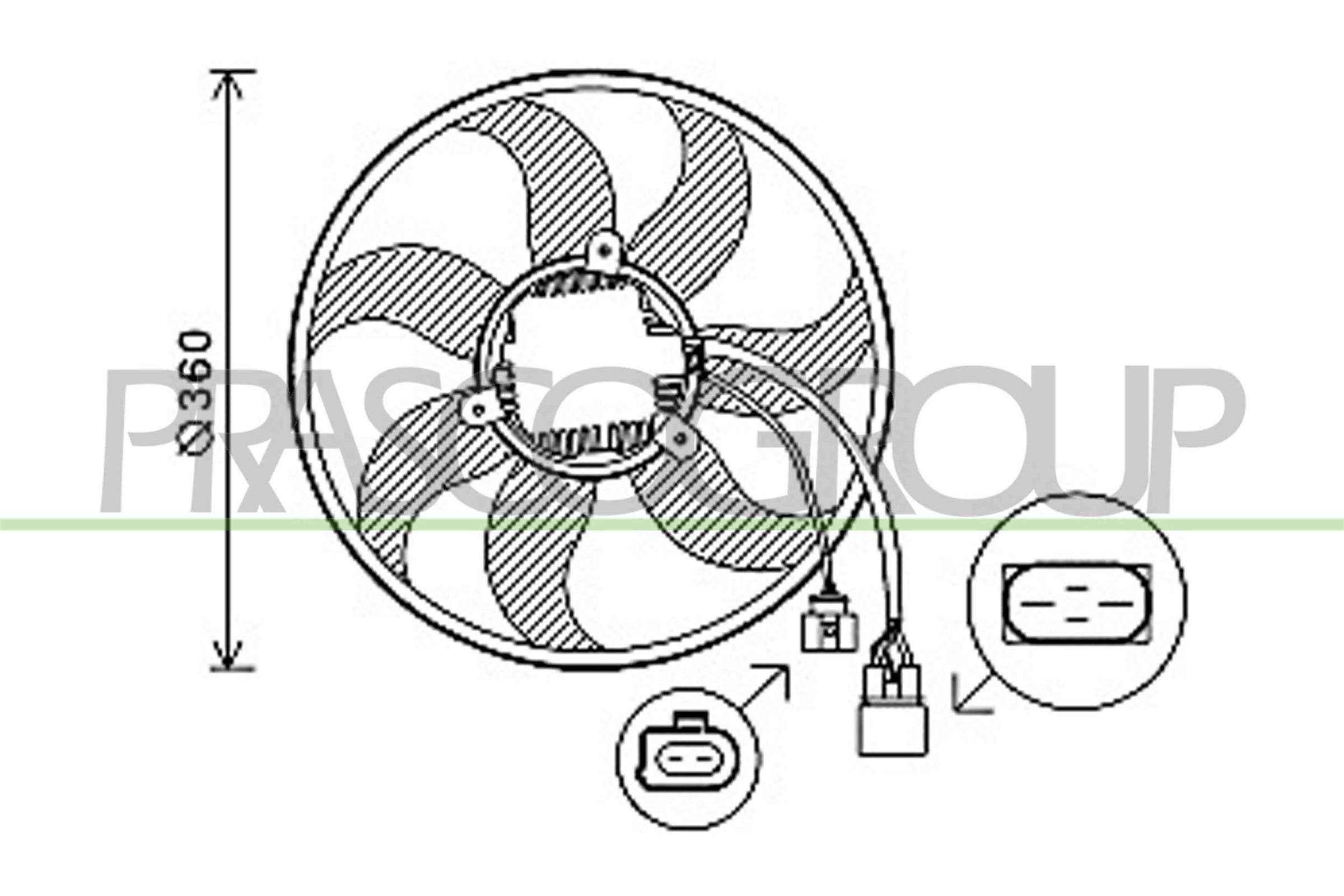 VN7537 PRASCO AD022F003 Fan, radiator 1K0959455FF+