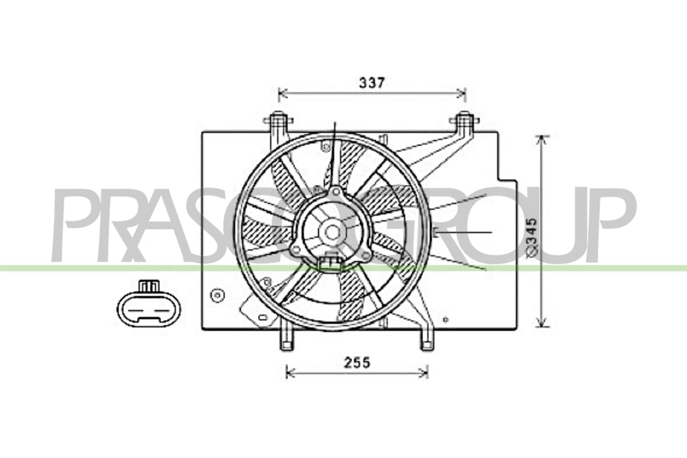 FD7582 PRASCO D1: 345 mm, 12V, 230W, with radiator fan shroud Cooling Fan FD344F003 buy