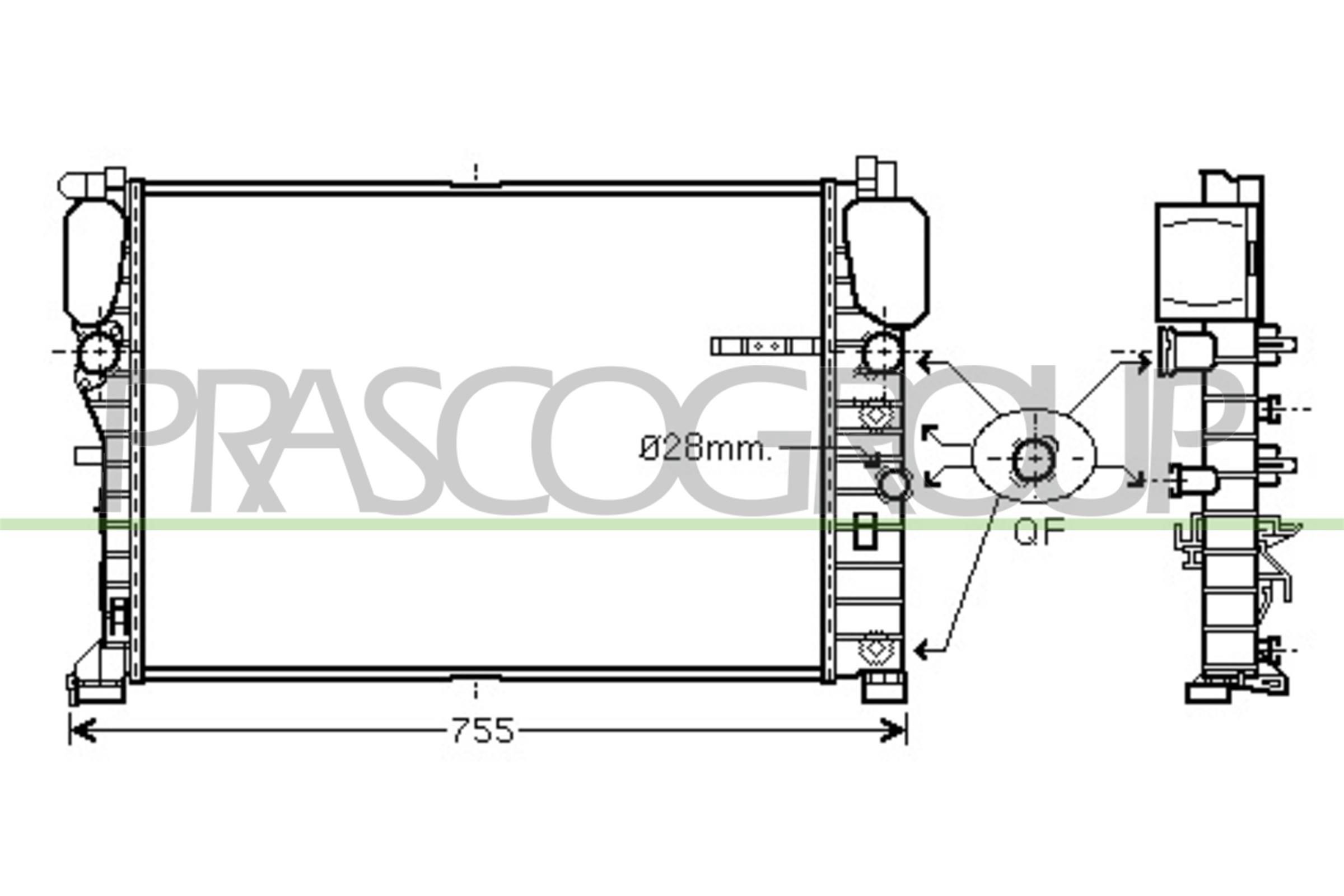 MSA2459 PRASCO Aluminium, 640 x 462 x 42 mm, with quick couplers, Brazed cooling fins Radiator ME039R005 buy
