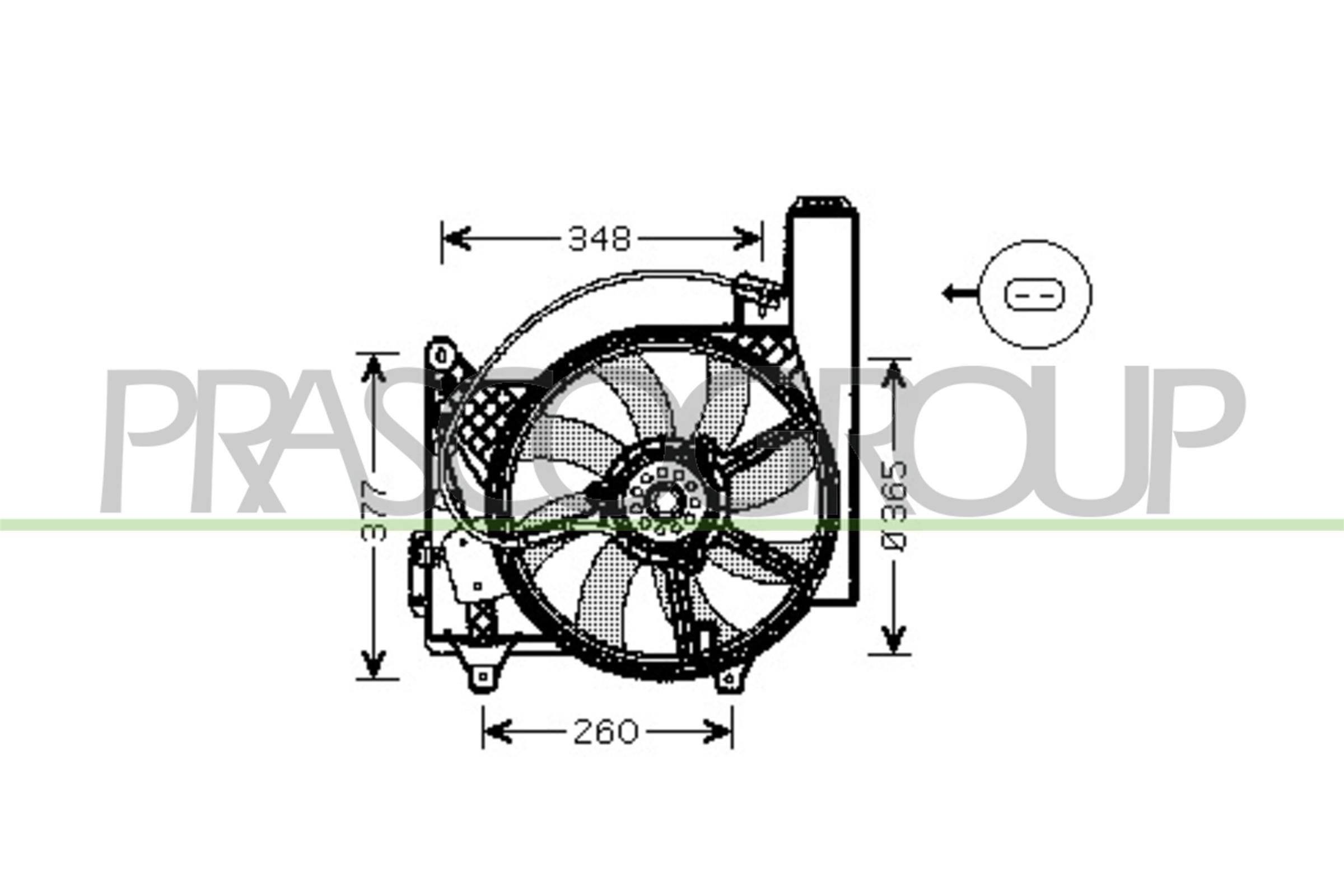 Original PRASCO OL7531 Cooling fan OP350F002 for OPEL MERIVA