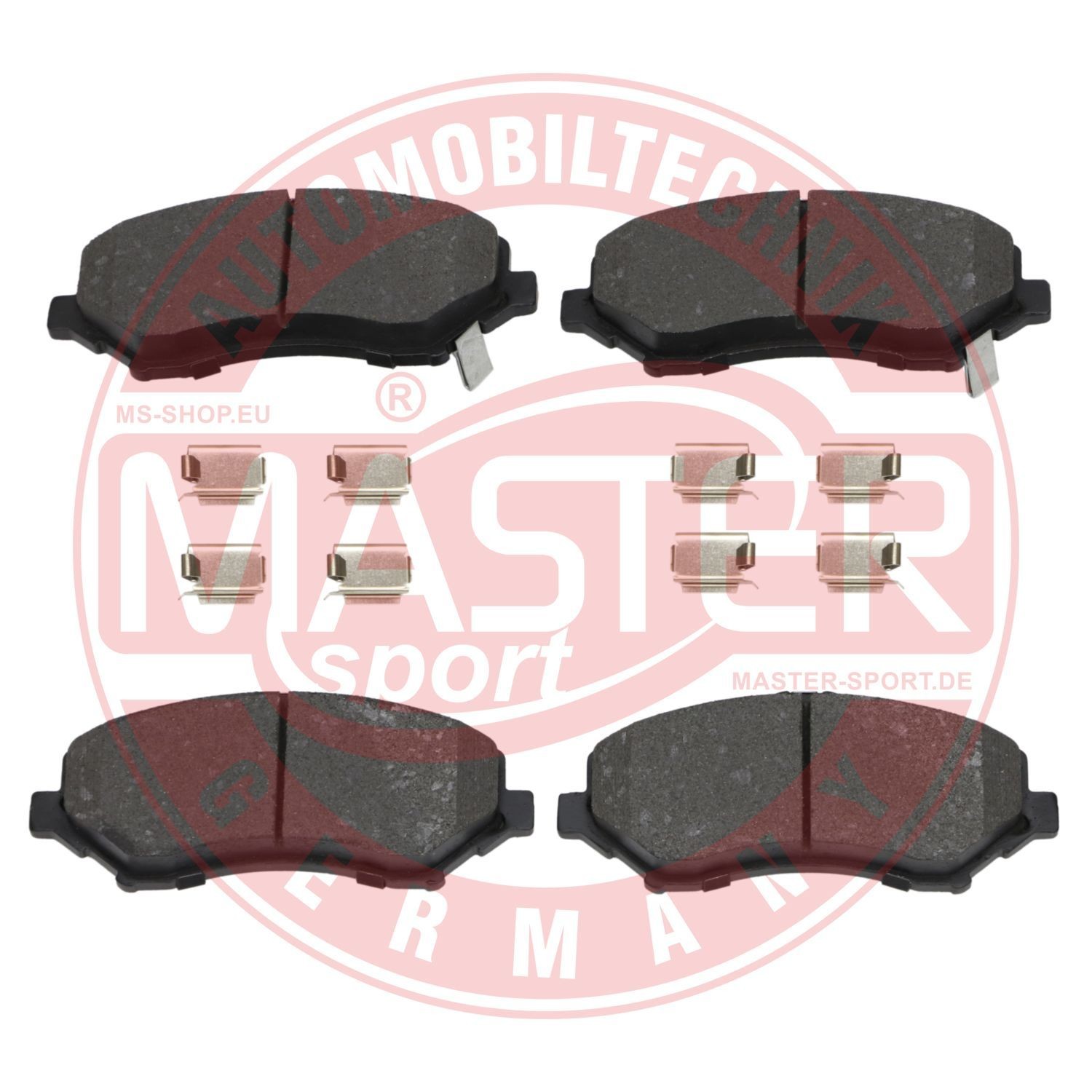 13046027662N-SET-MS MASTER-SPORT Brake pad set JEEP Front Axle, with acoustic wear warning, with anti-squeak plate