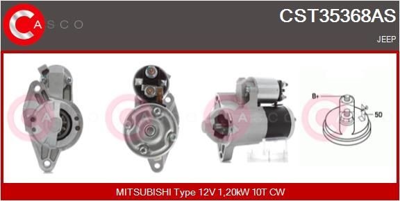 CST35368AS CASCO Starter JEEP 12V, 1,20kW, Number of Teeth: 10, CPS0038, M8, Ø 65 mm