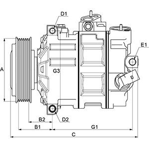 HC-Cargo F032241620 Air conditioner compressor 12V, PAG 46, R 134a