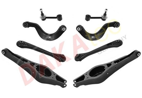 DAKAtec 110043 Control arm repair kit Control Arm, Rear Axle Left, Rear Axle Right, Upper, Lower, without lock screw set, with coupling rod