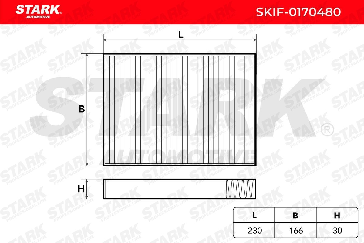 SKIF-0170480 Air con filter SKIF-0170480 STARK Activated Carbon Filter, 230 mm x 166 mm x 30 mm
