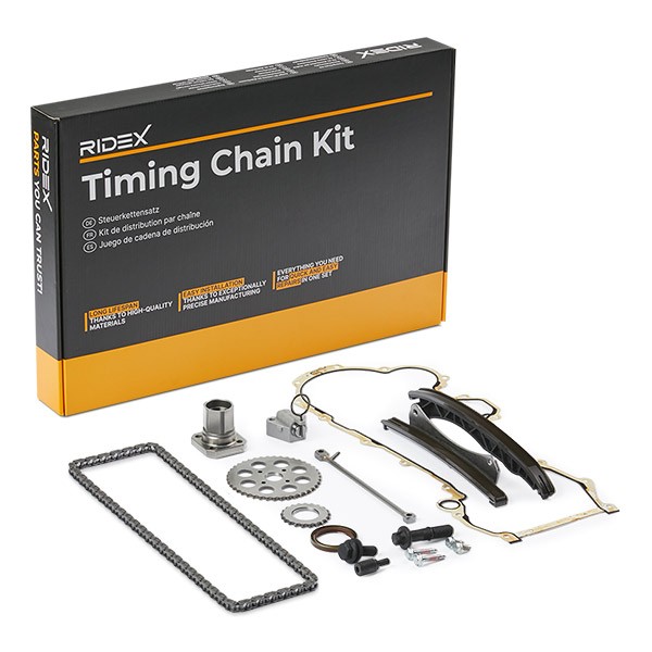 RIDEX 1389T0187 Timing chain kit with seal, with screw set, Closed chain, Simplex