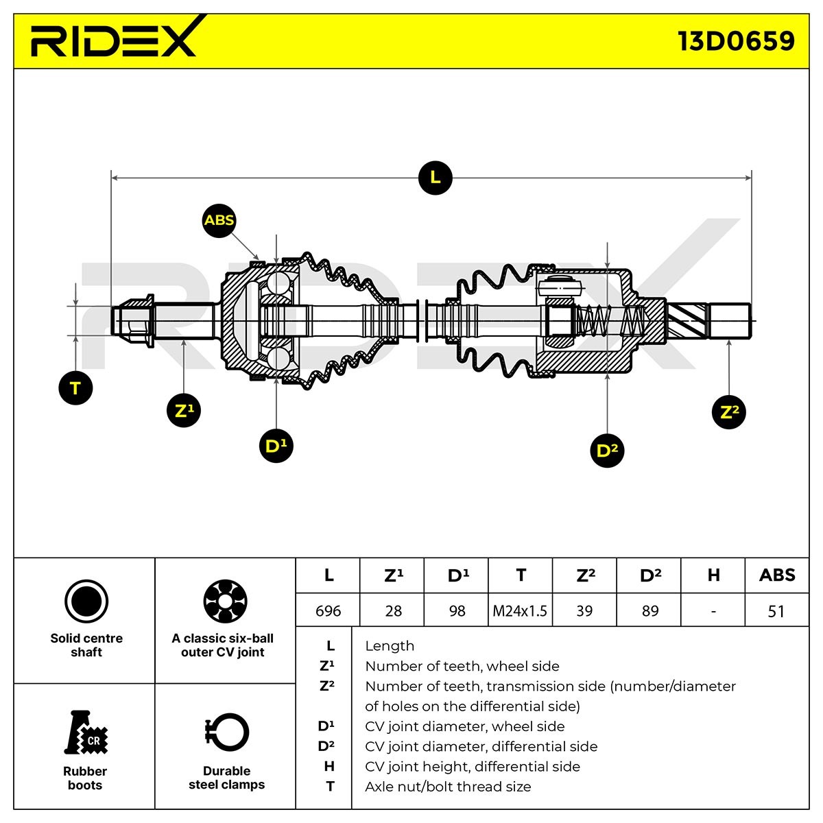 RIDEX CV axle 13D0659 buy online