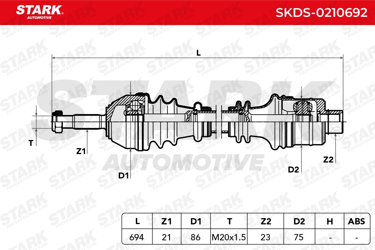 OEM-quality STARK SKDS-0210692 CV axle shaft