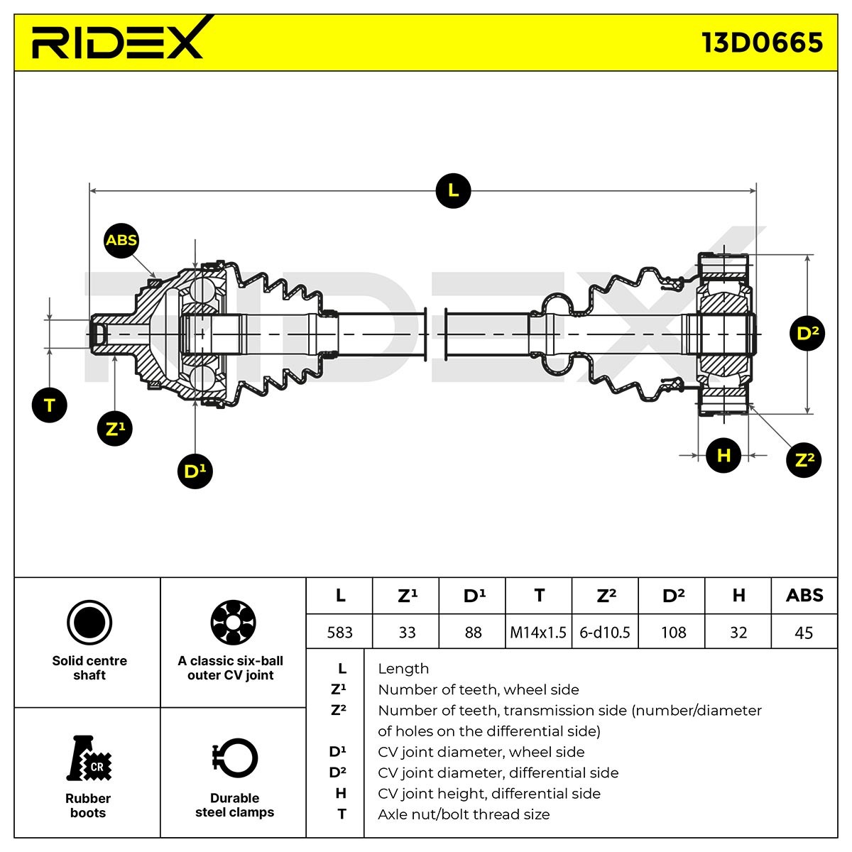 RIDEX CV axle 13D0665 buy online