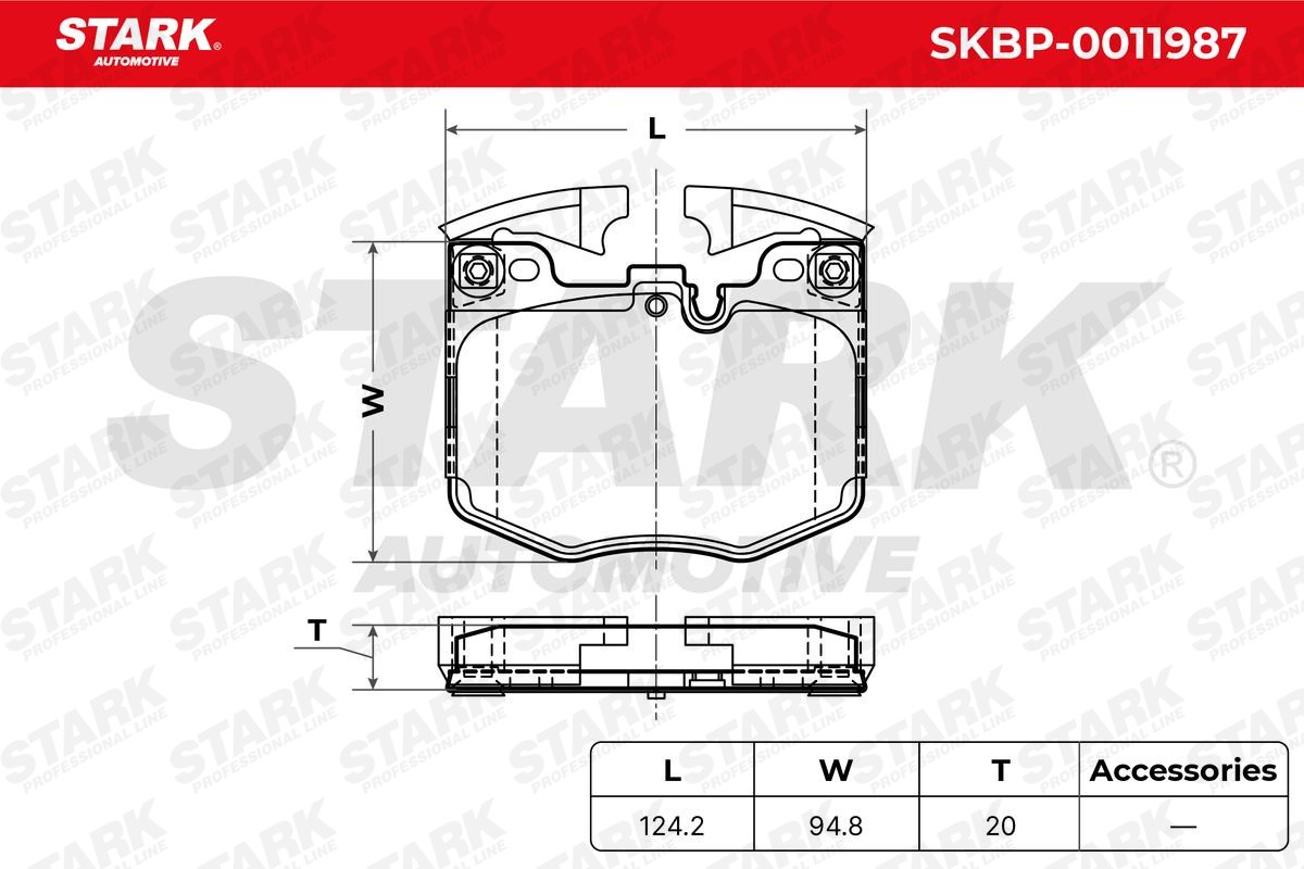 SKBP-0011987 Set of brake pads SKBP-0011987 STARK Front Axle, prepared for wear indicator