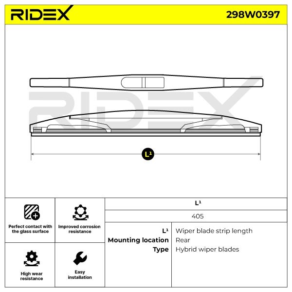 Rear wiper blade 298W0397 from RIDEX
