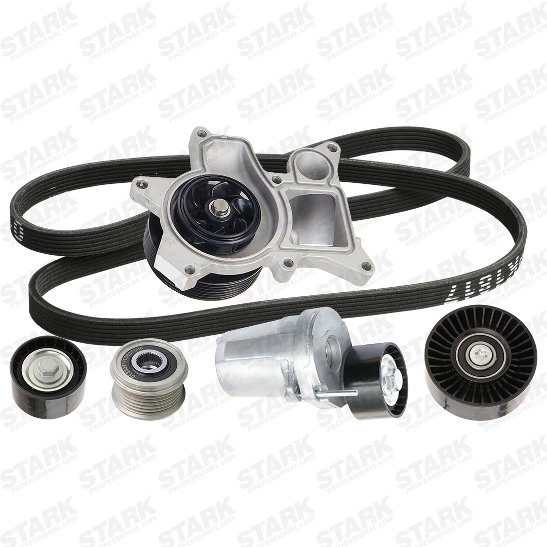 STARK SKPRB-5160033 Water Pump + V-Ribbed Belt Kit with water pump, Check alternator freewheel clutch & replace if necessary
