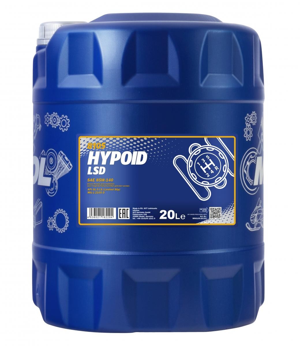 MANNOL Hypoid LSD 85W-140, Mineralöl, Inhalt: 20l MIL-L 2105 D Getriebeöl MN8105-20 kaufen