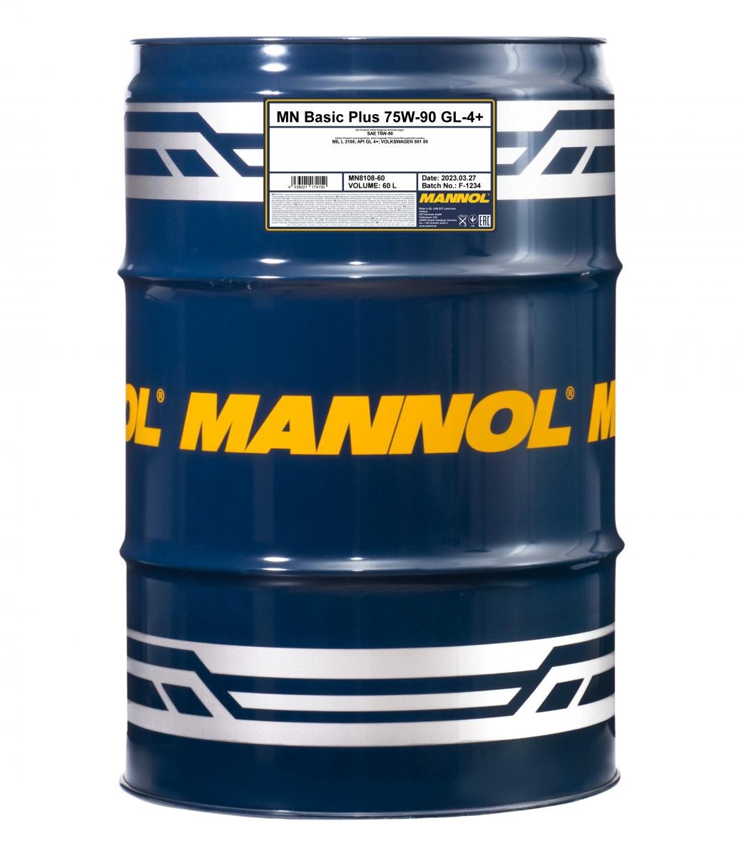 MANNOL Basic Plus GL-4+ 75W-90, Full Synthetic Oil, Capacity: 60l MIL-L 2105, VW 501 50 Transmission oil MN8108-60 buy