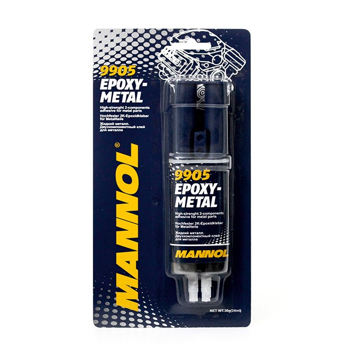 MANNOL Epoxy-Metal 9905 Auto body glue Blister Pack, Cartridge, black/grey, Capacity: 24ml