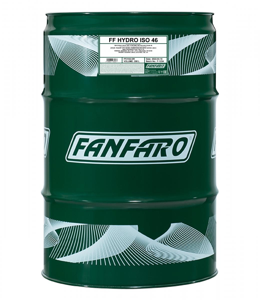 FANFARO Hydro, ISO 46 Capacity: 208l DIN 51524-2 HLP, ISO 11158 HM, ISO VG 46 Hydraulic fluid FF2102-DR buy