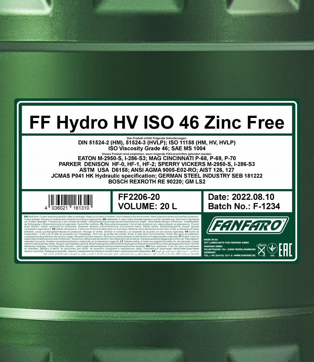 FANFARO Hydraulic fluid FF2206-20
