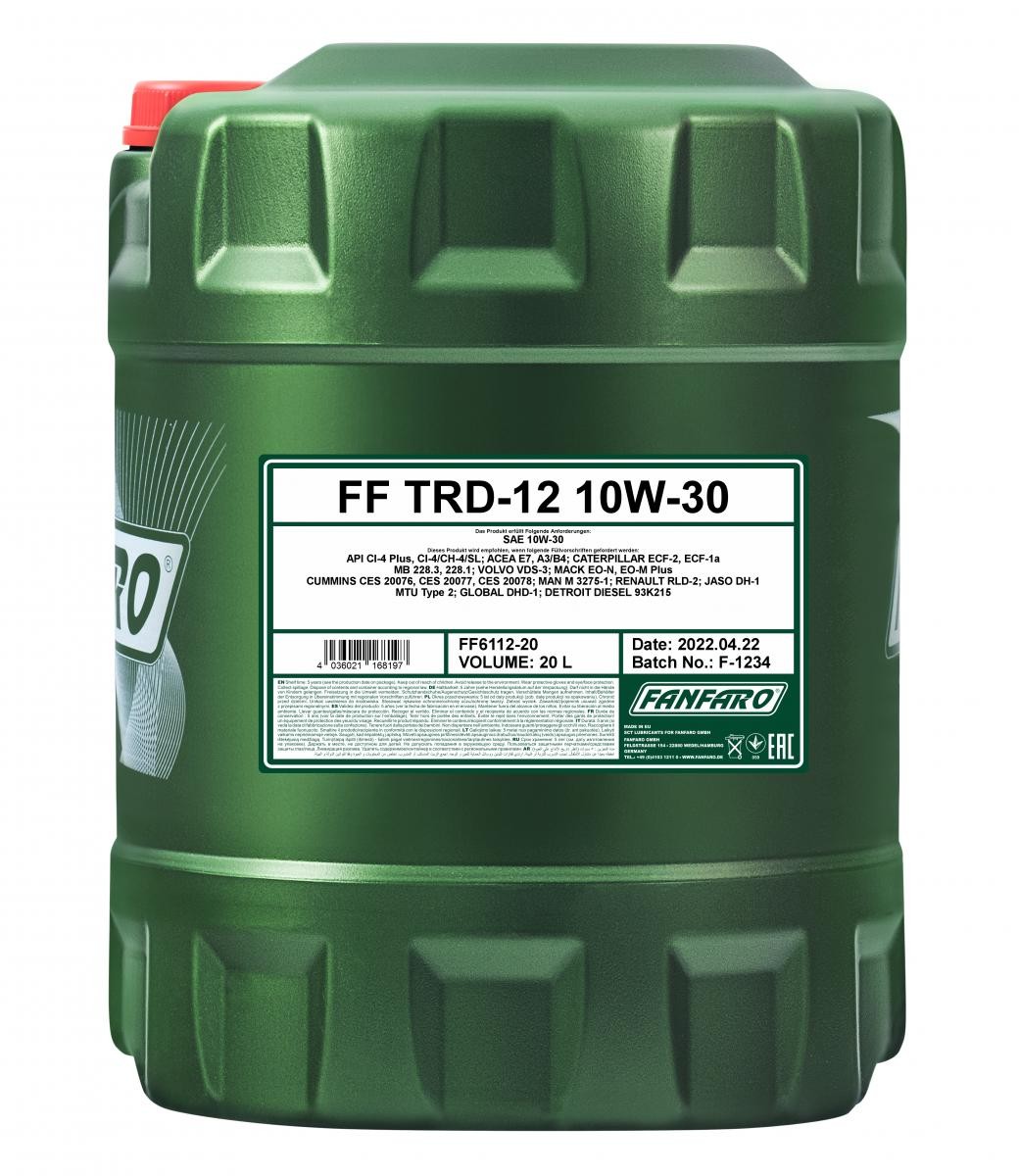 Engine oil FANFARO 10W-30, 20l, Part Synthetic Oil longlife FF6112-20