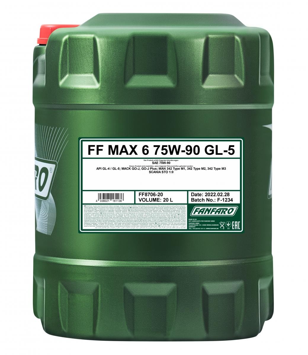 FANFARO MAX 6 Inhalt: 20l, 75W-90 Schaltgetriebeöl FF8706-20 kaufen