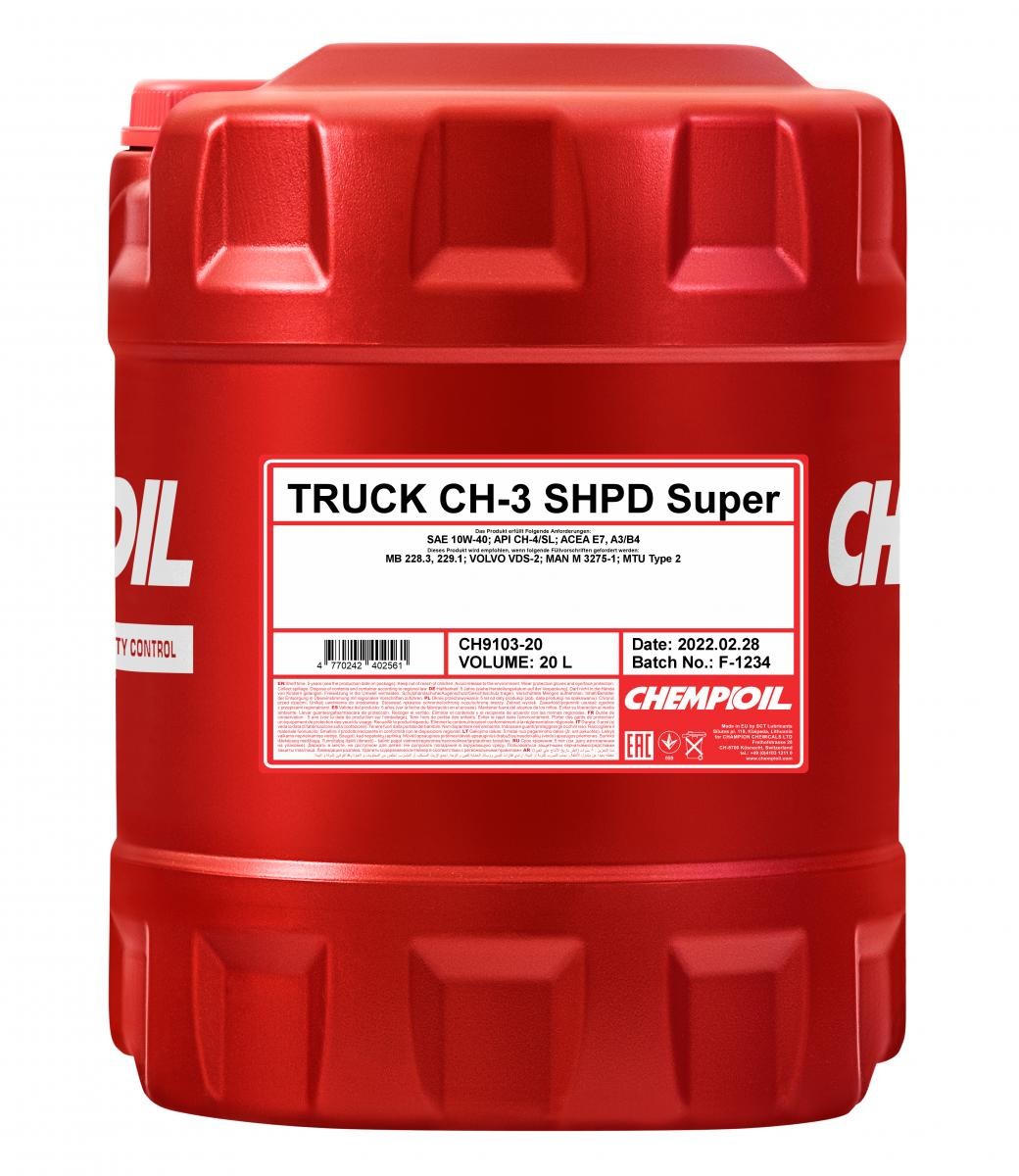 Buy Auto oil CHEMPIOIL diesel CH9103-20 Truck, SHPD Super CH-3 10W-40, 20l