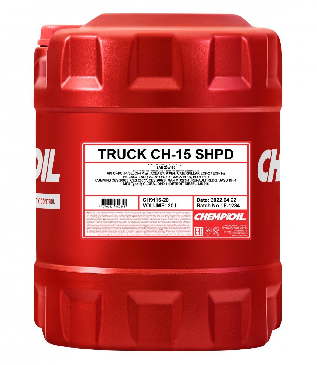 Car oil CHEMPIOIL 20W-50, 20l longlife CH9115-20