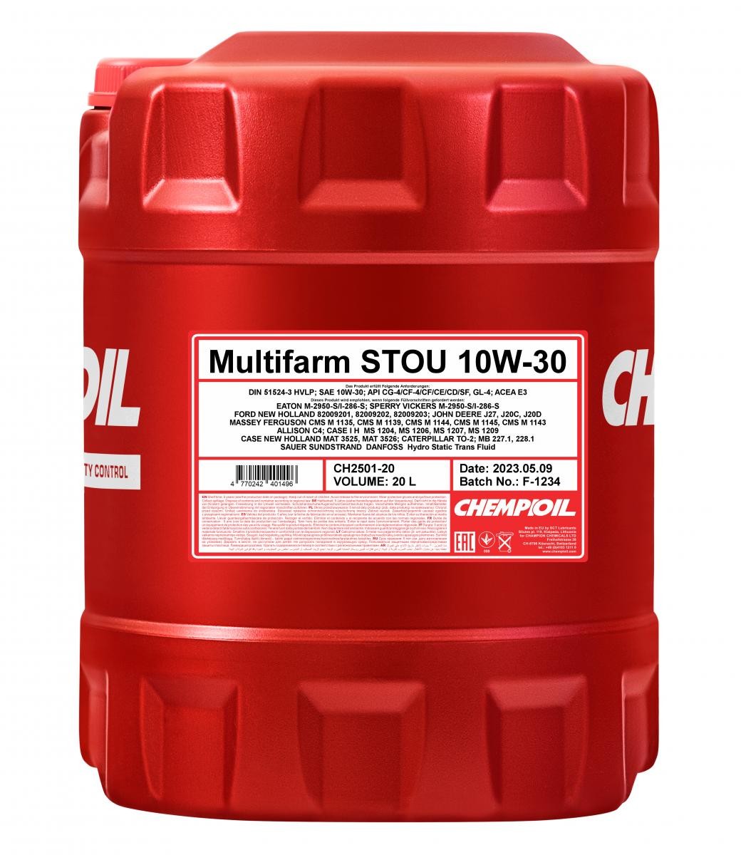 Car oil API GL 4 CHEMPIOIL - CH2501-20 Multifarm, STOU