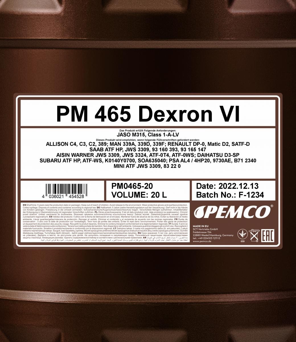 PEMCO Automatic transmission fluid PM0465-20