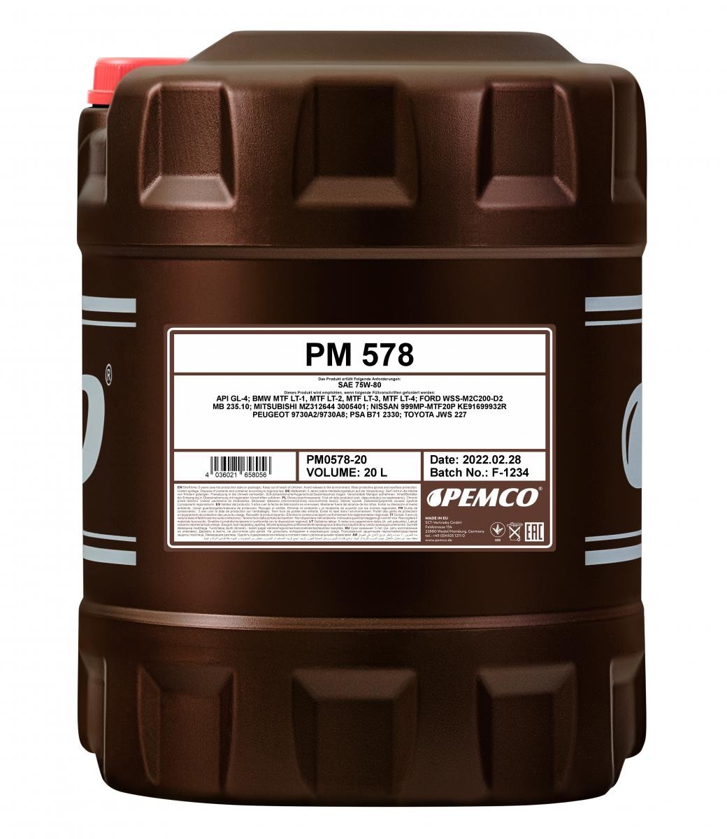 PEMCO iPOID 578 PM0578-20 Manual Transmission Oil Capacity: 20l, 75W-80