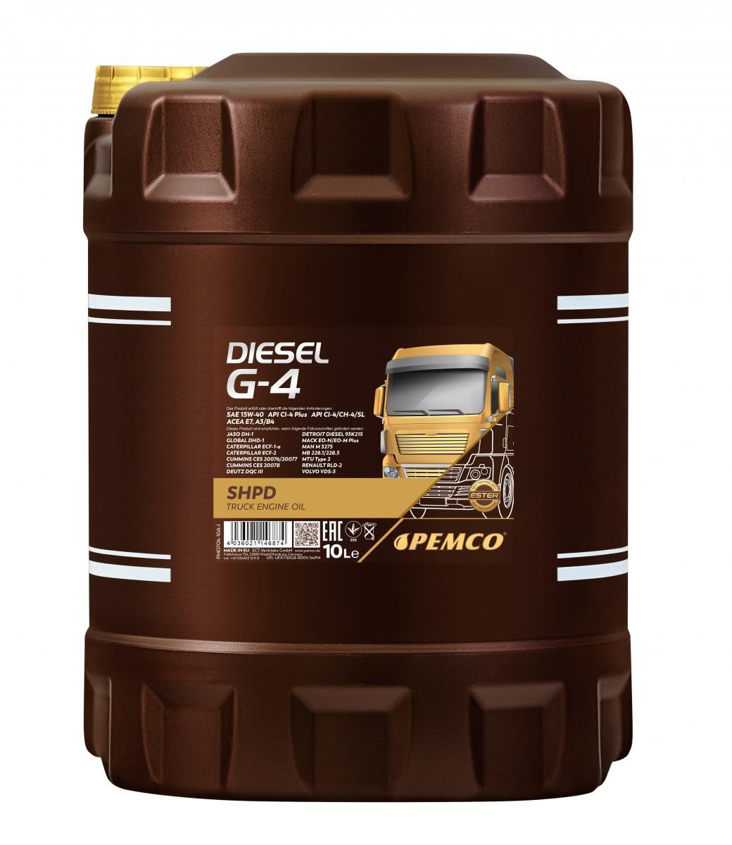 Comprar Aceite de motor PEMCO PM0704-10 Truck SHPD, DIESEL G-4 SHPD 15W-40, 10L, Aceite mineral