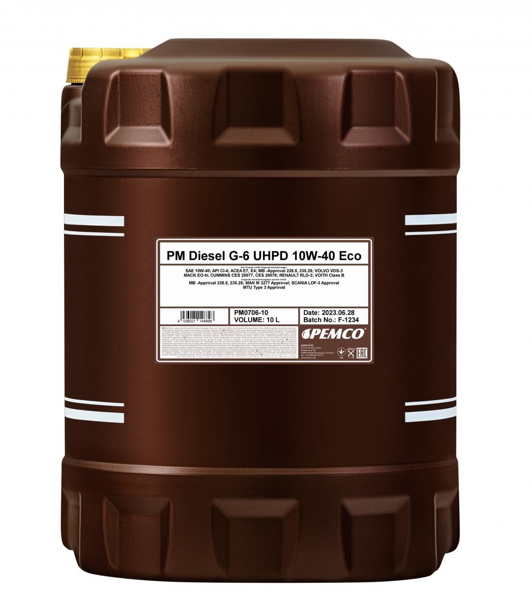 Buy Engine oil PEMCO petrol PM0706-10 Truck UHPD, DIESEL G-6 Eco 10W-40, 10l, Synthetic Oil