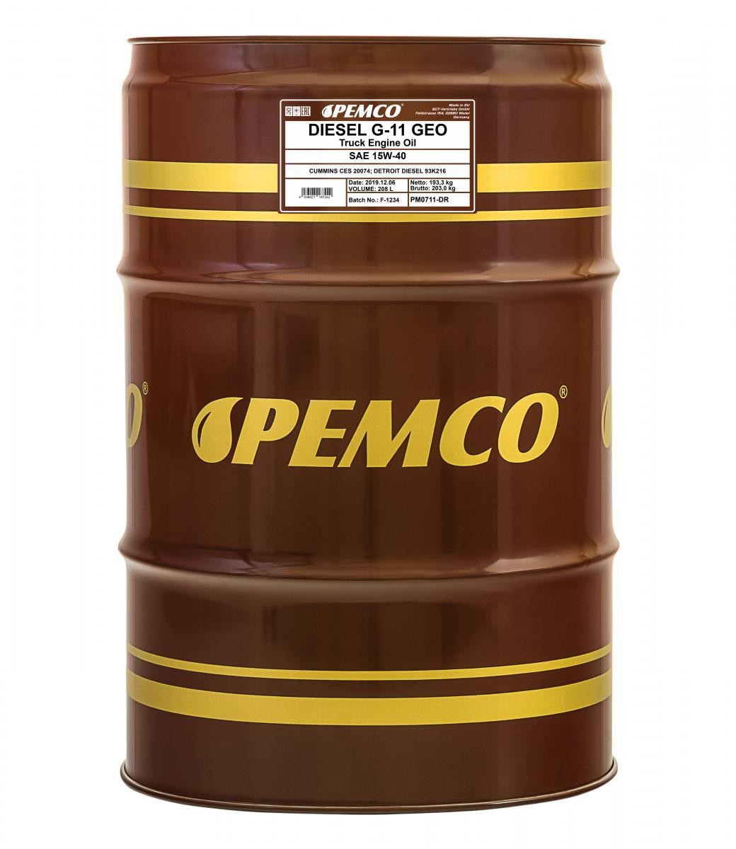 PEMCO Truck SHPD, DIESEL G-11 GEO PM0711-DR Engine oil 15W-40, 208l, Mineral Oil