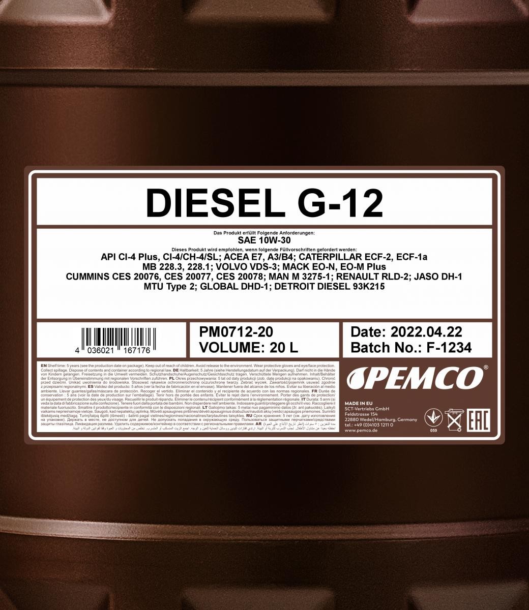 PEMCO Engine oil PM0712-20