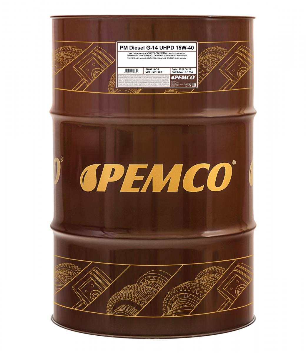 Comprare PM0714-DR PEMCO Truck UHPD, DIESEL G-14 15W-40, 208l, Olio sintetico Olio motore PM0714-DR poco costoso