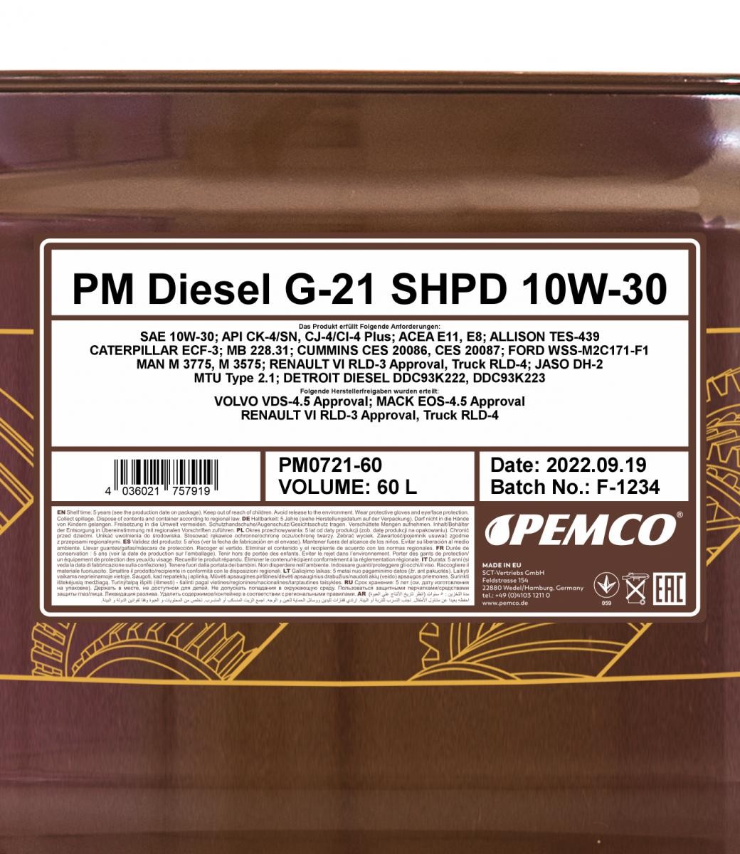 PEMCO Engine oil PM0721-60 suitable for MERCEDES-BENZ VARIO