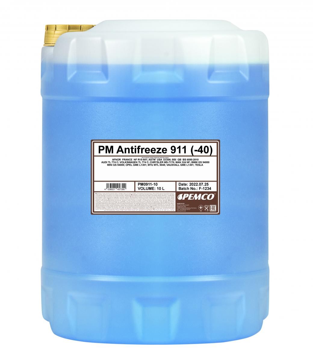 PM0911-10 PEMCO Antifreeze 911, -40 G11 Niebieski, 10l G11, Zakres temperatury od: -40°C Ochrona przed zamarzaniem PM0911-10 kupić niedrogo