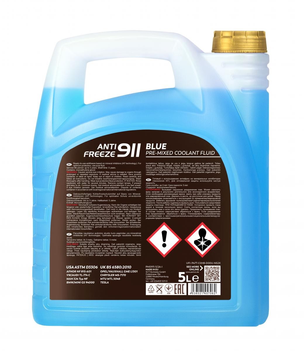 PM0911-5 PEMCO Antifreeze 911 -40 Kühlmittel G11 Blau, 5l