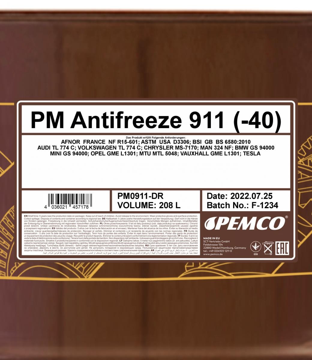 PEMCO Glycol coolant PM0911-DR