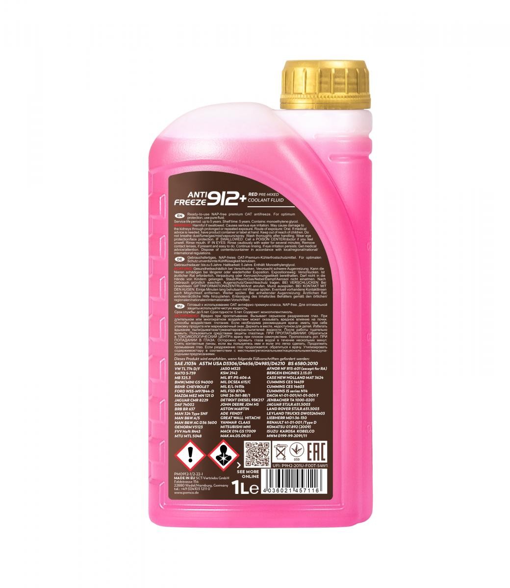 PM0912-1 PEMCO Antifreeze 912+ -40 Kühlmittel G12 Rot, 1l ▷ AUTODOC Preis  und Erfahrung