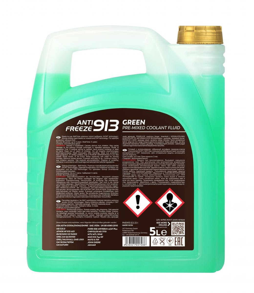 PM0913-5 PEMCO Antifreeze 913 -40 Kühlmittel G11 grün, 5l