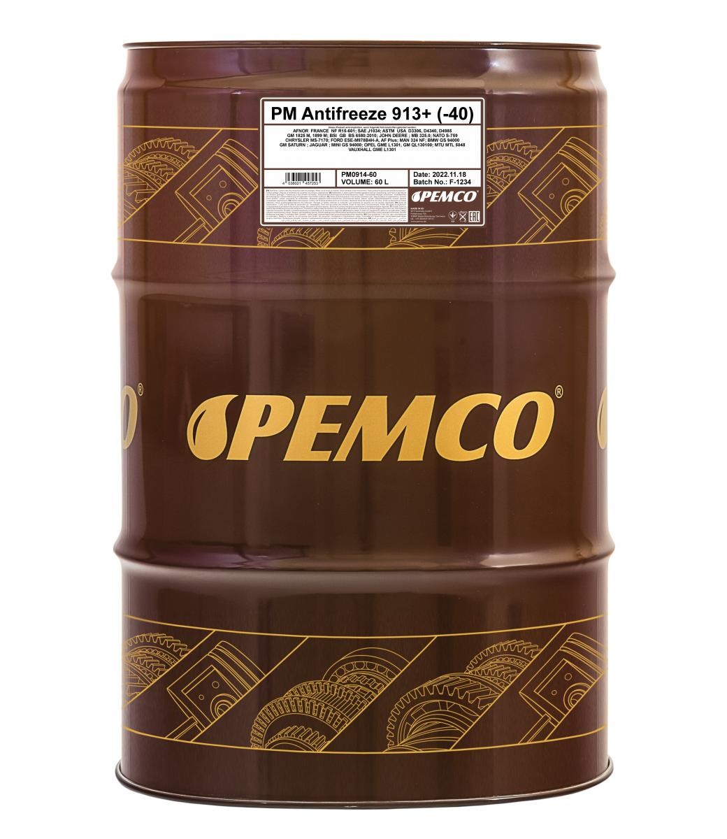 PEMCO Antifreeze 913+, -40 G13 yellow, 60l G13, Temperature range from: -40°C Coolant PM0914-60 buy