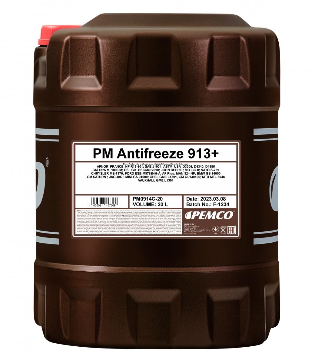 PEMCO Antifreeze 913+, Concentrate G13 yellow, 20l, -38(50/50) G13 Coolant PM0914C-20 buy