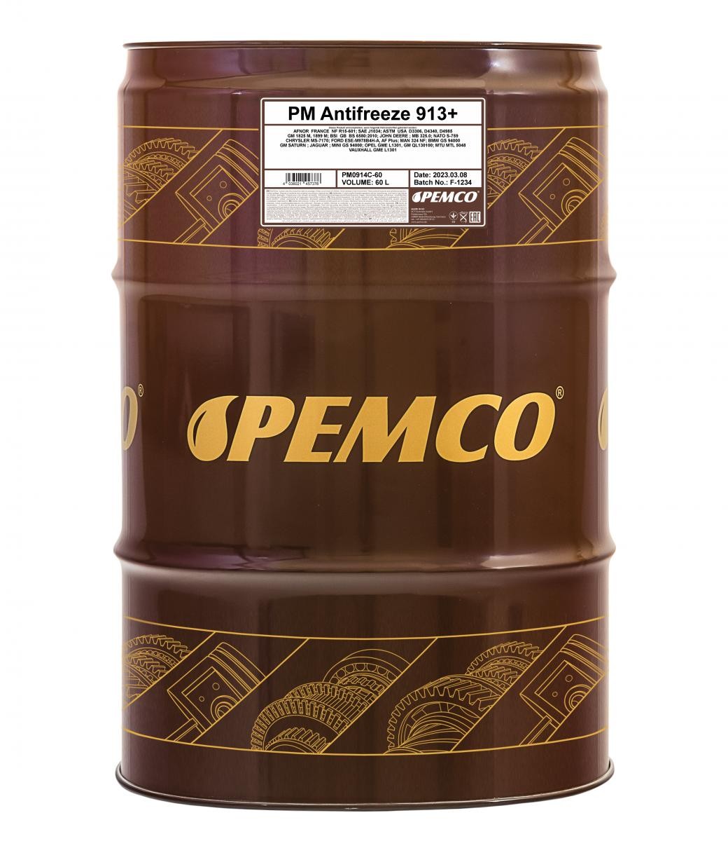 PEMCO Antifreeze 913+, Concentrate G13 yellow, 60l, -38(50/50) G13 Coolant PM0914C-60 buy