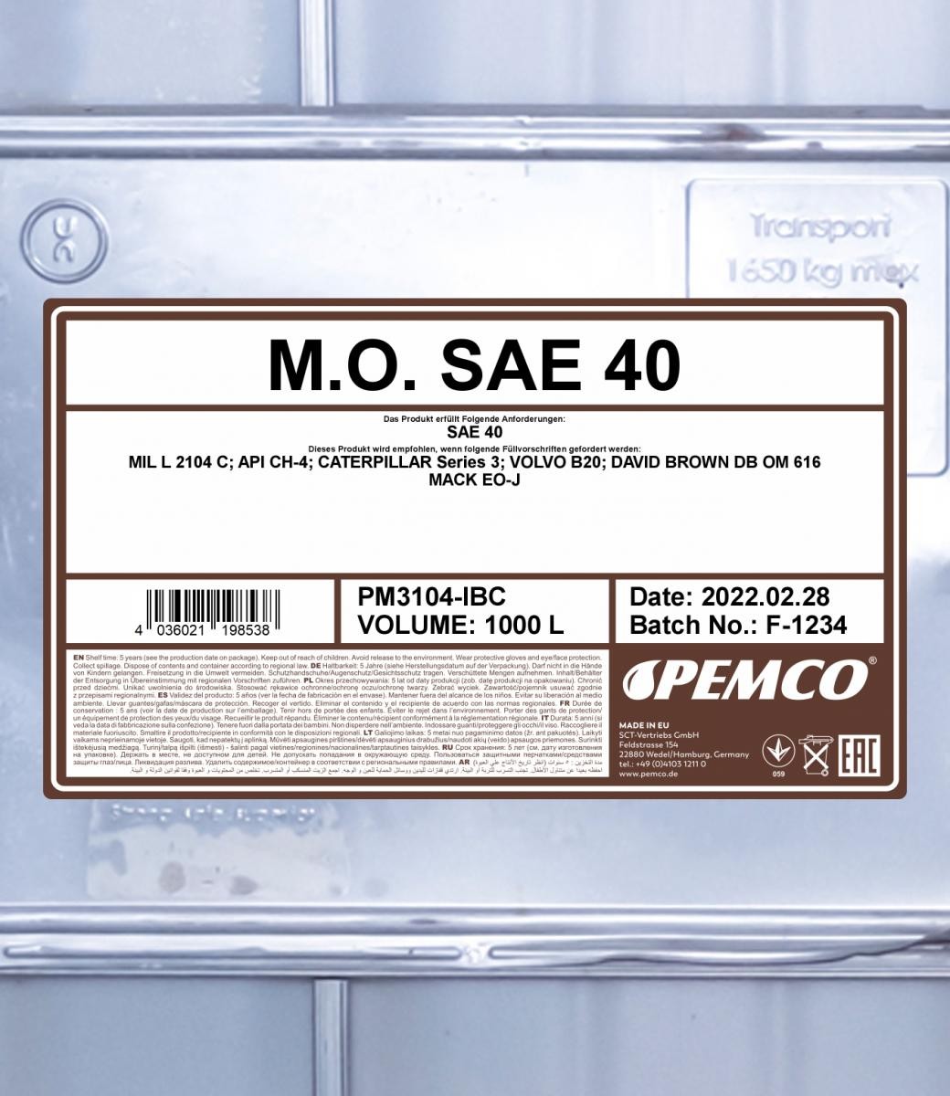 PEMCO Engine oil PM3104-IBC