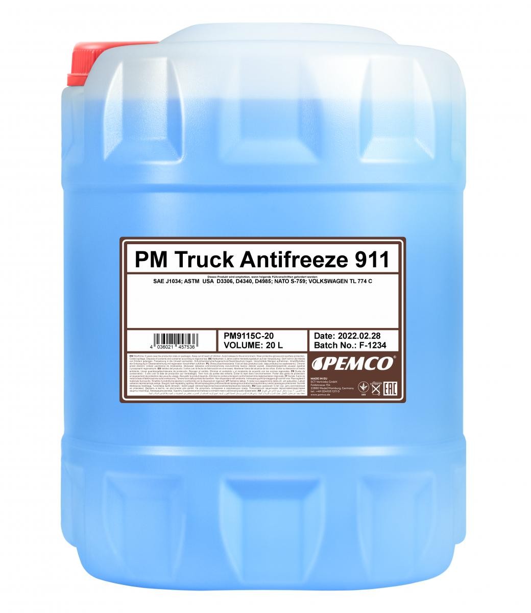 PM9115C-20 PEMCO Truck Antifreeze 911 Kühlmittel G11 Blau, 20l